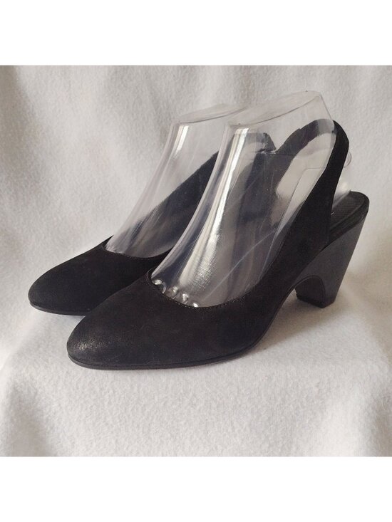 Eileen Fisher Shoes - Eileen Fisher Milla Black Leather Slingback Heels 7.5 Nubuck Heels